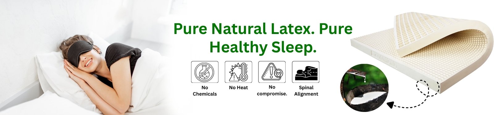 Natural latex mattress offering breathable comfort and spinal support