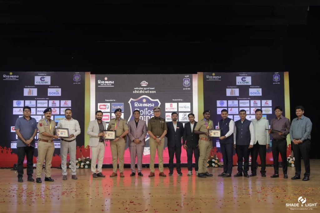 SleepVision Mattresses brand ad displayed during Surat Police Pride Award event